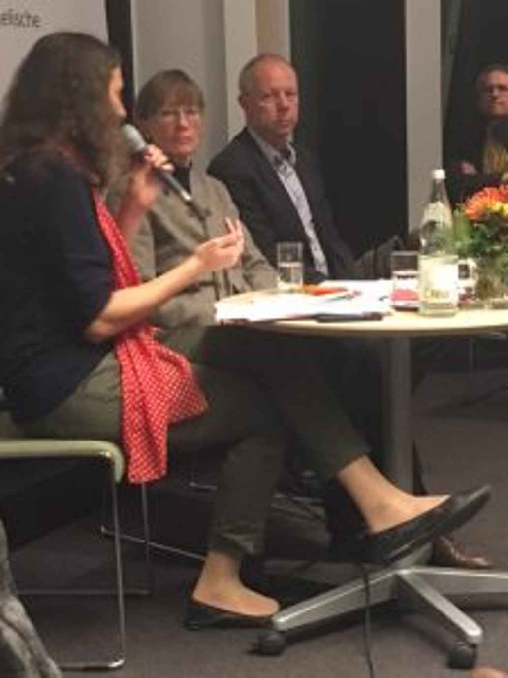 Thomas Jorberg, Dr. Brigitte Bertelmann und Moderatorin Elke Pickartz (v. r.)